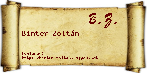 Binter Zoltán névjegykártya