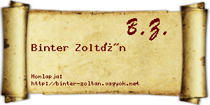Binter Zoltán névjegykártya