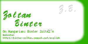 zoltan binter business card